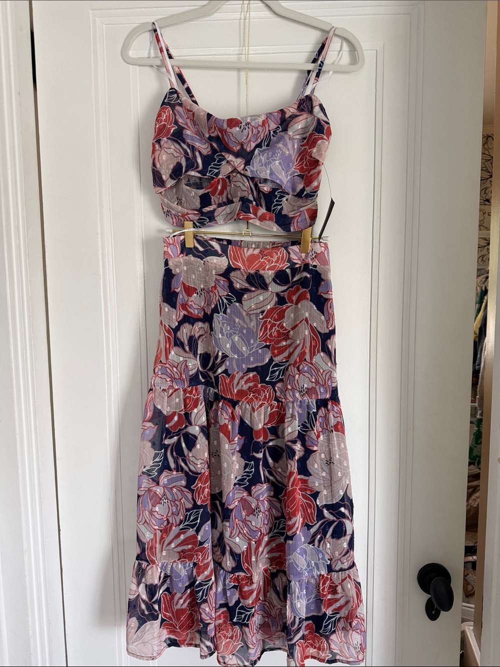 Lulu’s Floral Piece Midi Skirt & Crop Top - Size Small / Top is new with tags